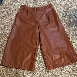 Elegant Brown Faux Leather Pants